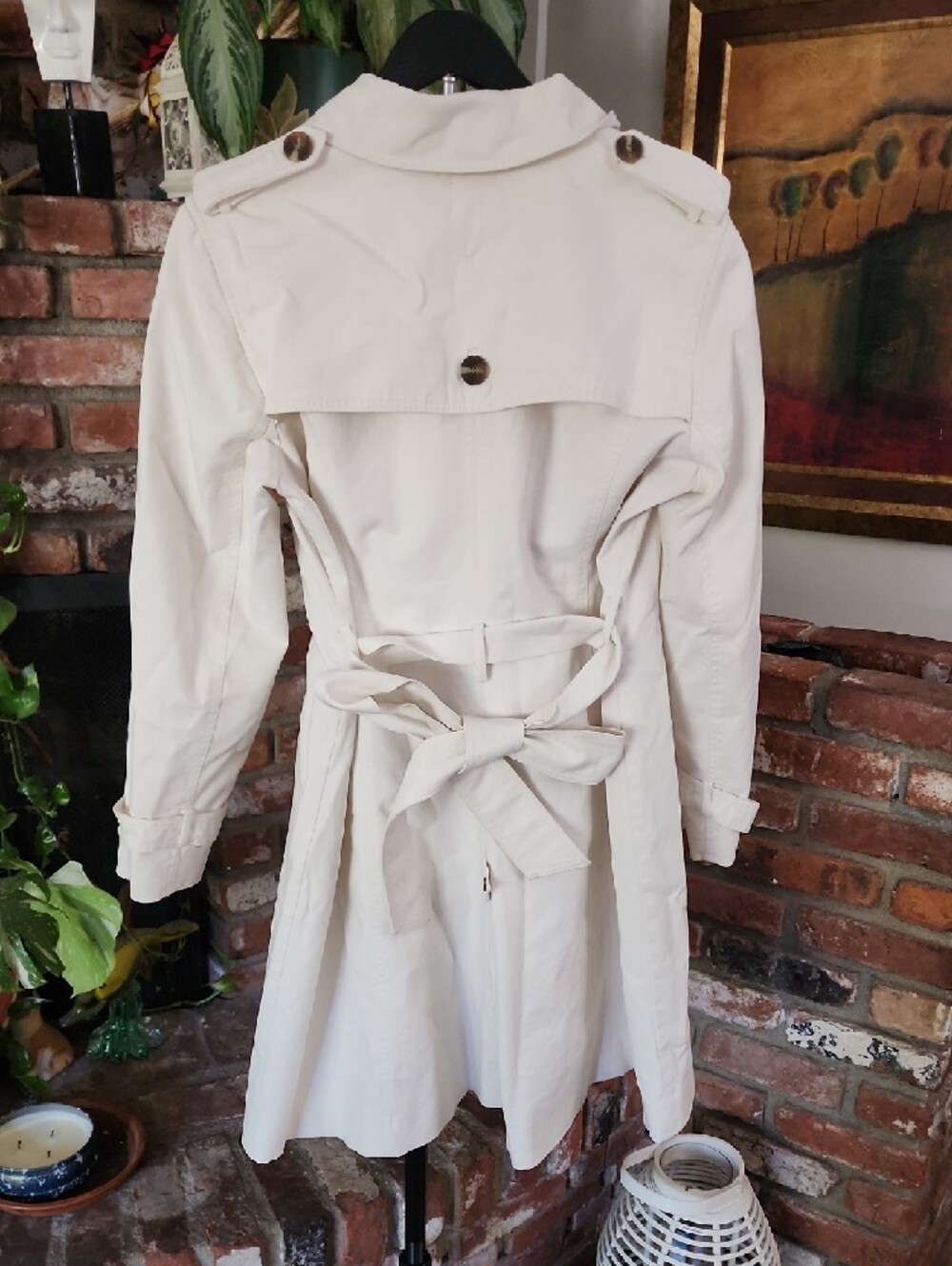 Hobbs London Cream Double Breasted Trench Coat Jacket - Picture 5 of 12